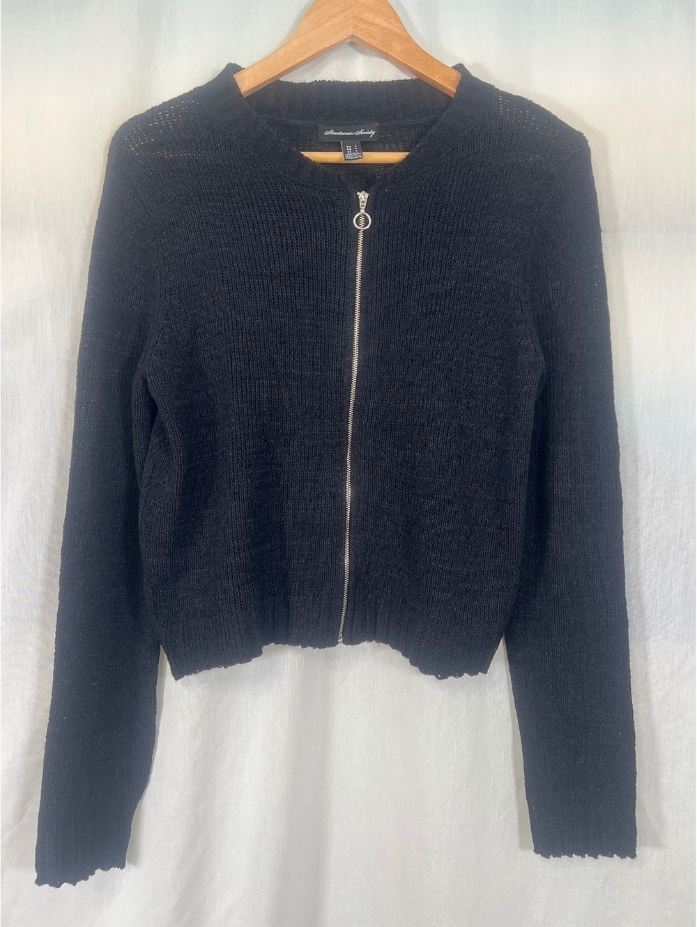 Streetwear Society Black Zip-Up Knit Sweater Women's Small